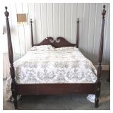 Full Size Mahogany Bed Frame & Linens