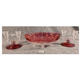Ruby Flashed Indiana Garland Console Set
