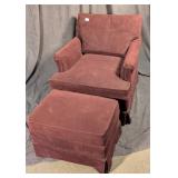 Plum Upholstered Chair with Ottoman