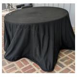 Glass Top Metal Table w/ Black Floor Length Cover