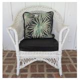 Vintage Wicker Chair w/ Cushion & Pillow