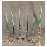3 Pairs of Pewter Candlesticks