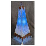 Obelisk Form Blue Fabric Table Lamp