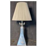 Silvered Lamp w/ String Shade