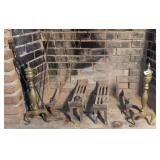 Brass Andirons & Fireplace Tools