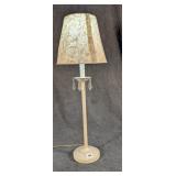 Tall Lamp w/ Acrylic Prisms & Floral Shade