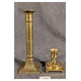 2 Square Based Brass Candlesticks