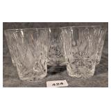 5 Cut Glass Tumblers w/ Snowflake Motif
