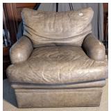 Tomlinson Gray Leather Upholstered Swivel Chair