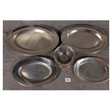 4 Oval Chrome Trays & A Bowl