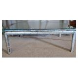 Large Silver Gilt Coffee Table w/ Glass Top