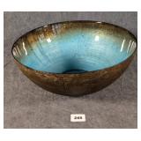 An Impressive Blue & Brown Glass Center Bowl