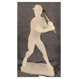 Frosted Acrylic & Brass Baseball Player Sculpture