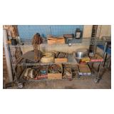 Low Metal Rolling Shelf w/ Contents See All Photos