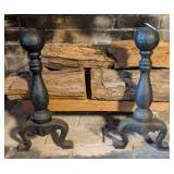 Cast Iron 'Cannon Ball' Andirons