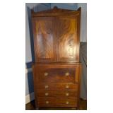 2 Part Federal Gothic Desk & Bookcase