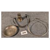 Two Sterling Necklaces, Bowl & Shaker