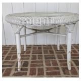 Round Wicker Dining Table w/ Glass Top
