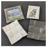 4 Rectangular Trays 1 Fitz & Floyd Zebra