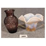 Pressed Amethyst & Canterbury Opalescent Vases