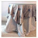 Decorator Table w/ Glass Top & Blue Linens