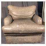 Tomlinson Gray Leather Upholstered Swivel Chair