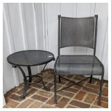Black Painted Metal Outdoor Table & Chair