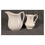 2 White Ironstone Pitchers