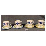 Four Italian Espresso Cups & Saucers
