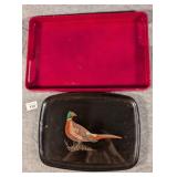 Couroc Pheasant & Pink Serving Trays