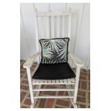 White Wood Rocker w/ Cushion & Pillow