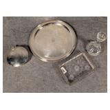 4 Silverplated & Crystal Table Articles