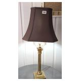 Brass Column Form Lamp w/ Shade