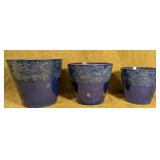 3 Cobalt Blue Lace Impression Planters