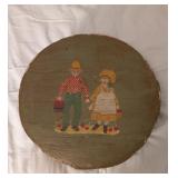 Painted Cheese Box w/ Sewing Notions Contents