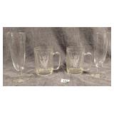 2 American Eagle Glass Mugs & 2 Pilsner Glasses