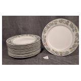 12 Noritake Silvine Dinner Plates