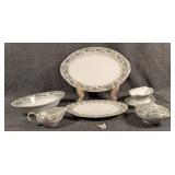 Noritake Silvine Oval Servers & Cream & Sugar