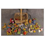 Basket of Sequined Wise Men & Animals Ornaments