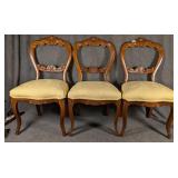 3 Carved Mahogany Balloon Back Chairs