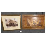 Inlaid Colonial Scene & Historic Greenville Photo
