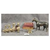 Mini Brass Anvil & Ducks, Antique Book, Horse Figu