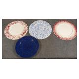 4 Speckled Plates/Chargers 3 Are Enamelware