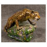 A Jeweled & Lacquered Leopard Trinket Box