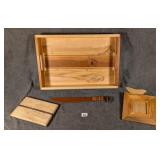 Wood Knife & Frame, Inlaid Tray & Cutting Board