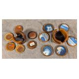 2 Sets of Wood & Agate Coasters, Large & Small