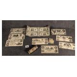 4 Uncut $1 Bills and Funny Money