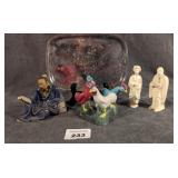 Silverplate Tray of Miniature Chinese Porcelains