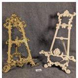 Brass & White Painted Large Metal Plate Stands