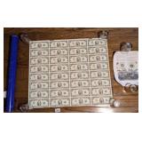 Uncut Sheet of 32 $2 Bills Series 1995 w/ Tube
